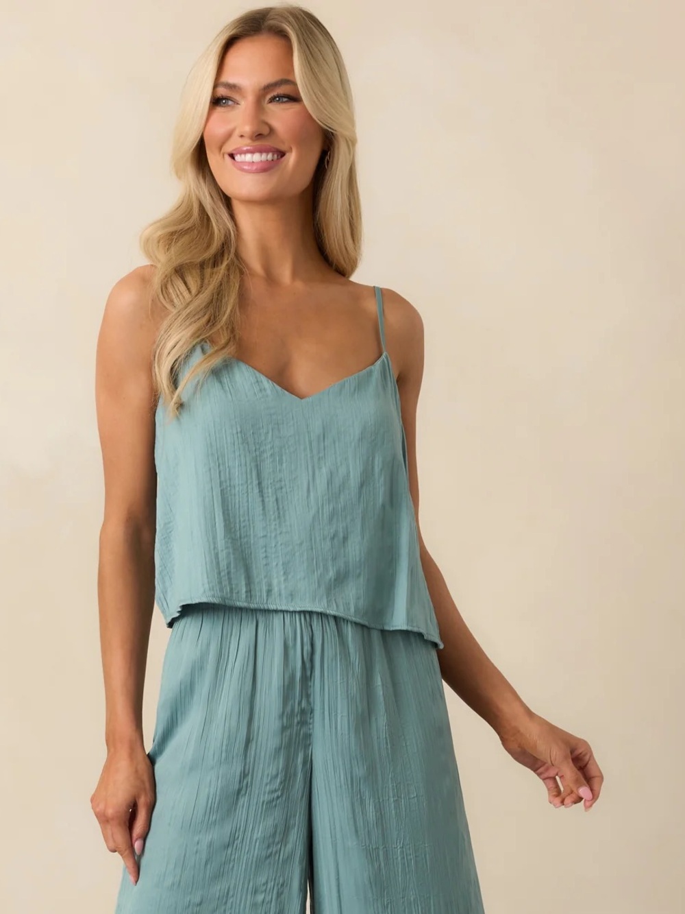 🆕 Z SUPPLY FIORE CRINKLE SATIN TANK-SEA PINE NWT SZ SM